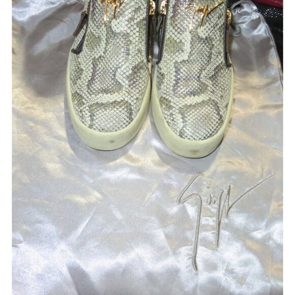 Giuseppe Zanotti Python Embossed Italian Leather Devon Skate Shoes Sneakers 39 - Picture 3 of 11